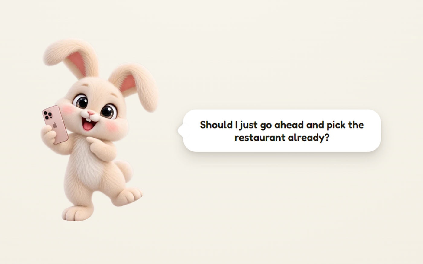A rigged yes/no quiz question asked by the Bunny character, with the Yes and No buttons below
