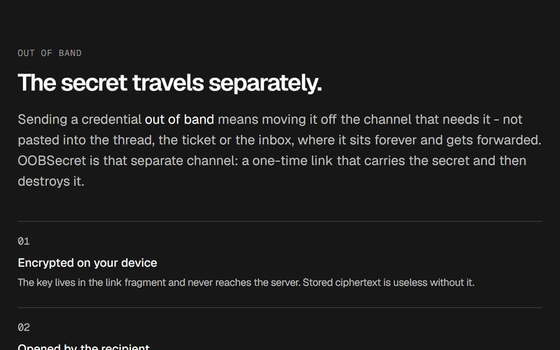 Three steps: encrypted on your device, opened by the recipient, then deleted for good